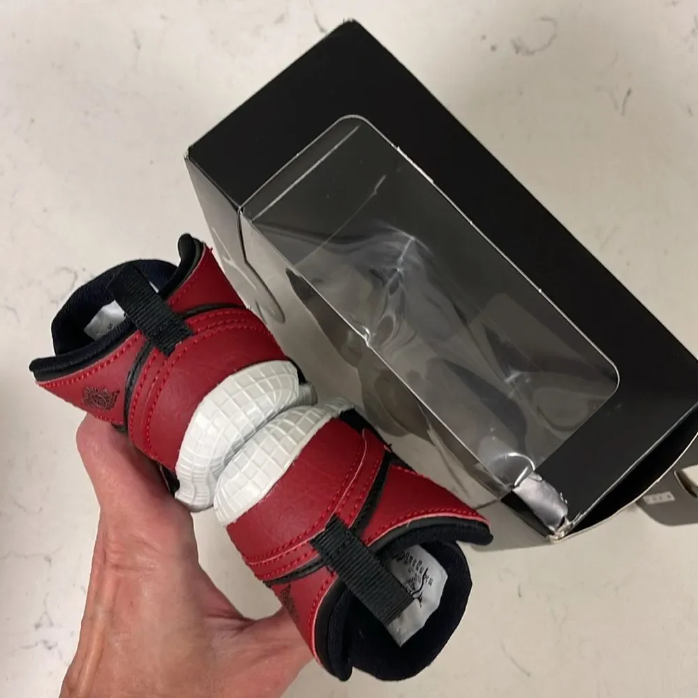 2019 Air Jordan 1 Crib Bootie 'Banned' Size 3C AT3745-023 Red & Black